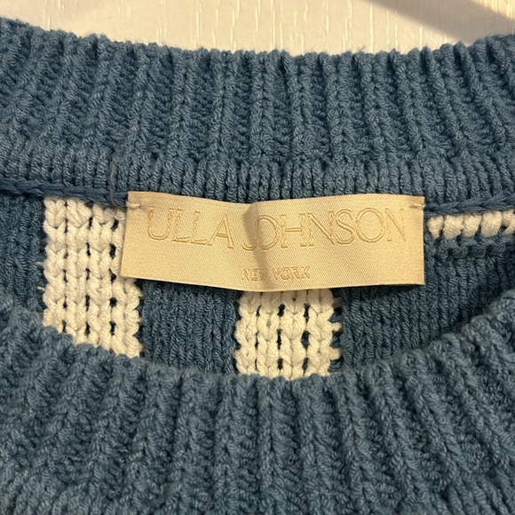 ULLA JOHNSON Blue Fringed Textured Knit Top (New without Tag) - Picture 6 of 7